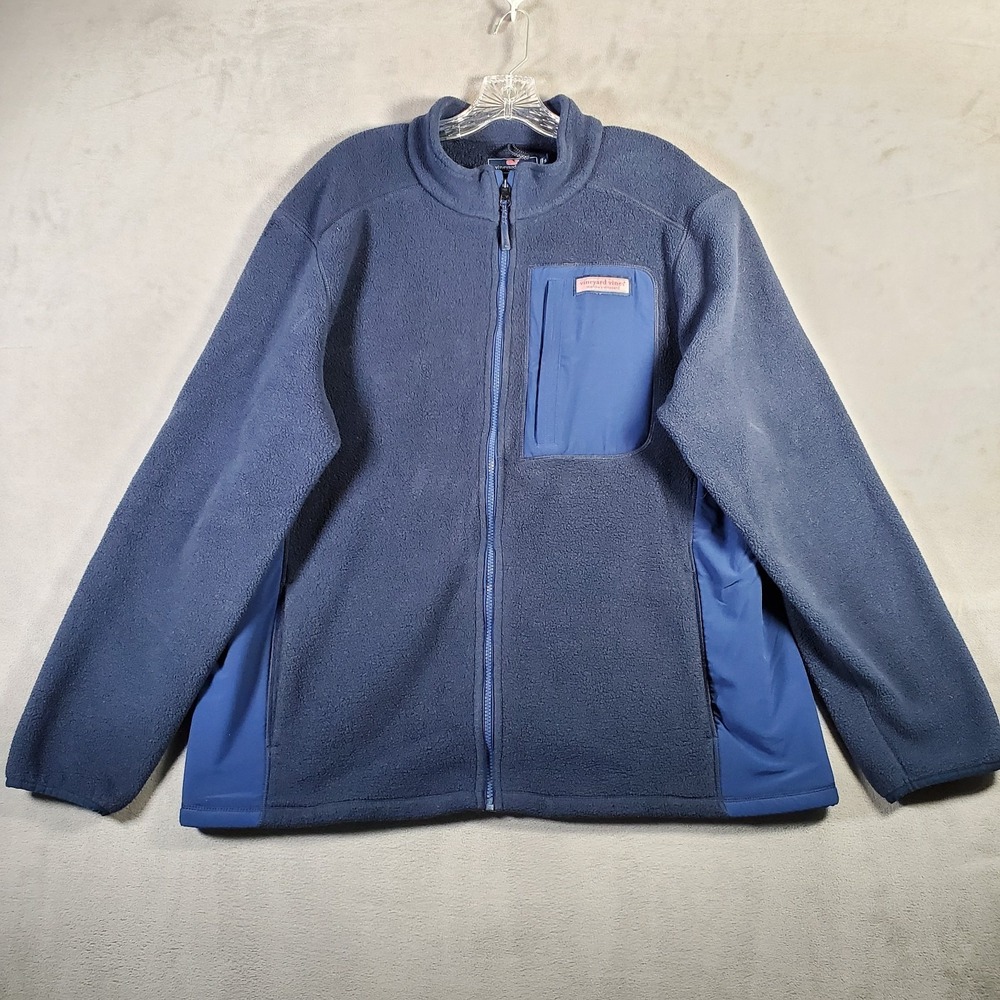 Vineyard Vines Fleece Jacket Mens XL Blue Full Zip Preppy Gorpcore Hiking Casual
